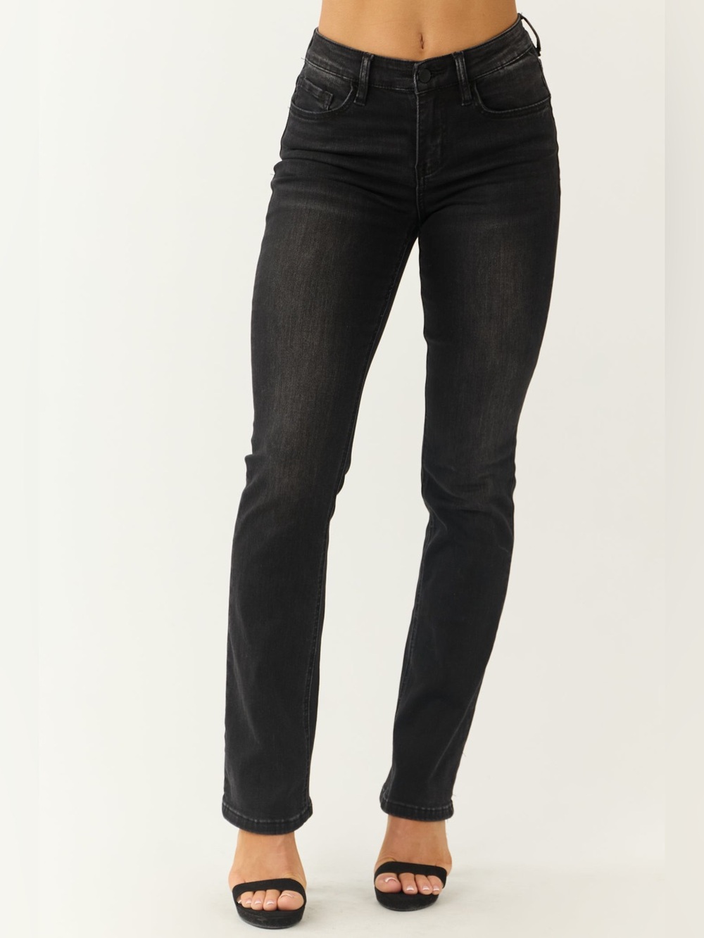 🌺VERVET BLACK WASHED HIGH RISE STRAIGHT JEANS